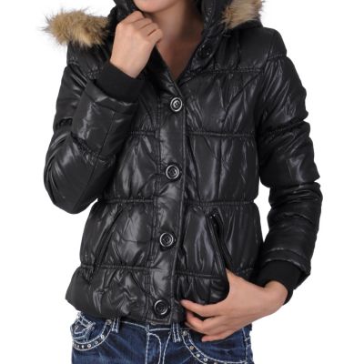 708-778 - Ci Sono by Adi Juniors Faux Fur Trim Bubble Jacket