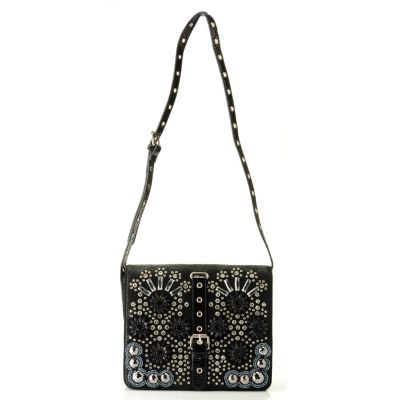 BAG CHIQUE SHOULDER BAG WITH FLAP ADORNED WITH BEADS AND STONES