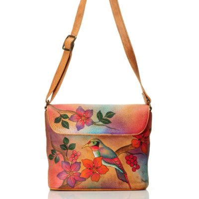 709-214 - Anuschka Hand-Painted Leather Medium Flap Convertible Handbag