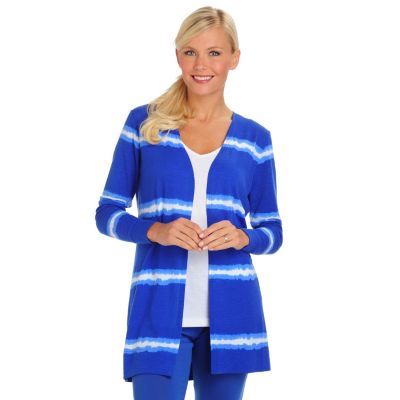 709-227 - OSO Casuals Tie-Dyed Open Front Cardigan & White Tank Top Two-Piece Set