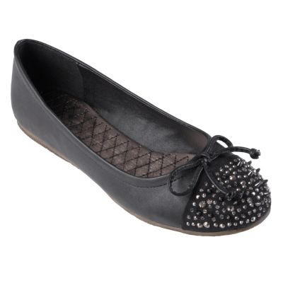 709-276 - Hailey Jeans Co. Women's Embellished Bow Accent Ballet Flat