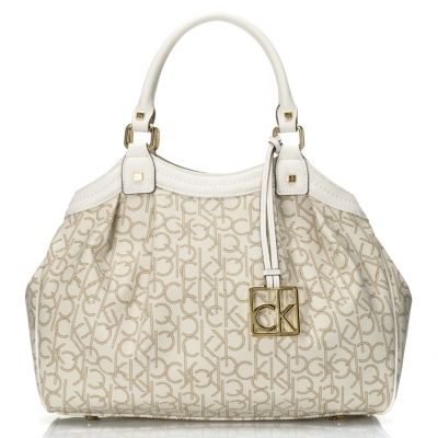 CALVIN KLEIN HANDBAGS LOGO COATED CANVAS SATCHEL