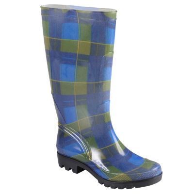 709-405 - Journee Collection Women's Plaid Rubber Rainboots