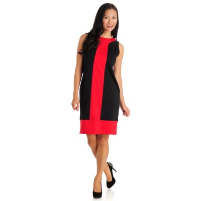 709-490 - Fever Stretch Ponte Sleeveless Color Block Shift Dress