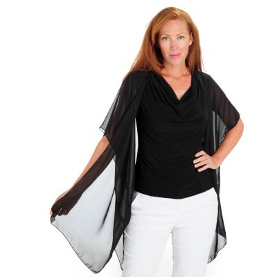 Adressing Woman Cowl Neck Top & Chiffon Vest