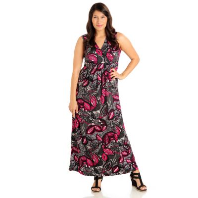 709-534 - Kate & Mallory Stretch Knit Sleeveless Crossover Front Maxi Dress