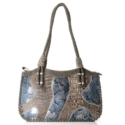Madi Claire "Brianna" Matte Leather With Snake Print Satchel