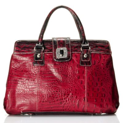 Madi Claire "Reba" Croco Embossed Leather Satchel With Turn Lock
