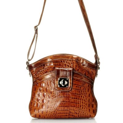 Madi Claire "Reba" Croco Embossed Leather Crossbody Bag With Turn Lock