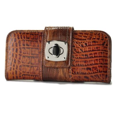 Madi Claire "Reba" Croco Embossed Leather Wallet With Turn Lock