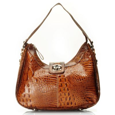 Madi Claire "Reba" Croco Embossed Leather Hobo With Turn Lock