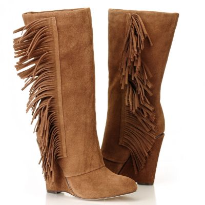 MIA Flirty Side Fringe Wedge Boot