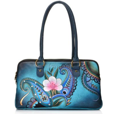 709-587 - Anuschka Hand-Painted Leather Multi Compartment Satchel