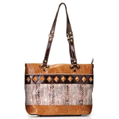 Madi Claire "Tanya" Croco Embossed Leather Tote with Snake Print