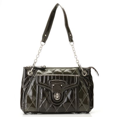 Madi Claire "Jennifer" Patent Leather Shoulder Bag with Quilted Stitching