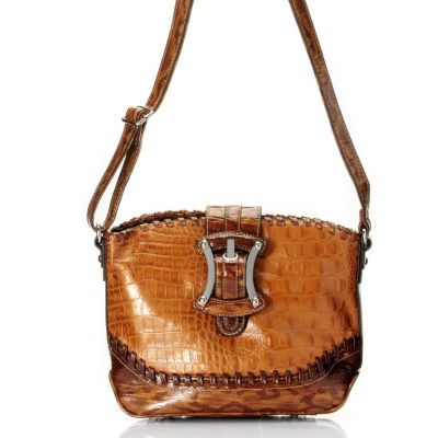 709-705 - Madi Claire ''Kendy'' Crocodile Embossed Leather Cross Body Bag