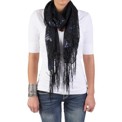 709-729 - Hailey Jeans Co. Women's Sequined Fringe Detail Scarf