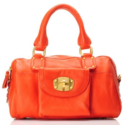Michael Rome Leather Double Handle Satchel with Shoulder Strap