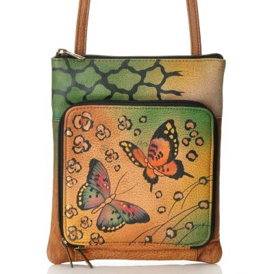 Anuschka Hand Painted Leather Organizer Cross Body Bag
