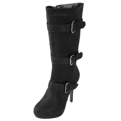 709-891 - Brinley Co. Women's Buckle Detail High Heel Boots