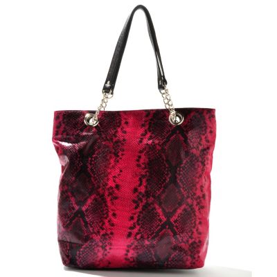 709-987 - Chateau Snake Embossed Chain-Link Double Handle Tote Bag