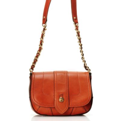 709-992 - Brooks Brothers&reg; Calfskin Leather Button & Chain Detailed Cross Body Bag