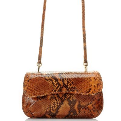 710-001 - Brooks Brothers&reg; Leather Reptile Embossed Cross Body Clutch