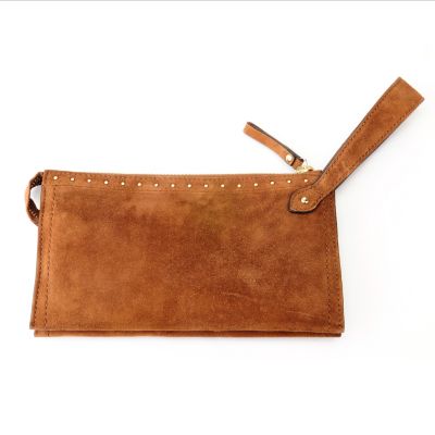 710-006 - Brooks Brothers&reg; Suede Leather Zip Top Wristlet