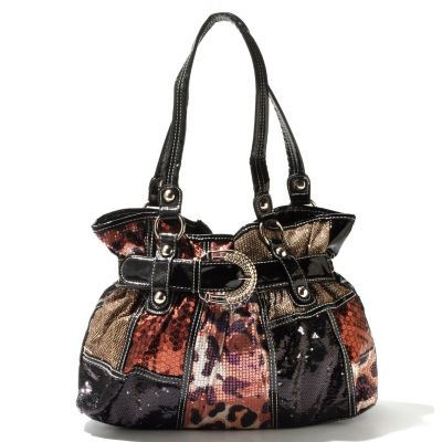 Chateau Horizontal Belted Sequin Double Strap Hobo