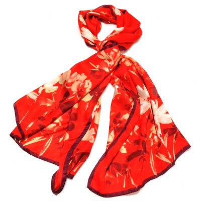710-049 - Brooks Brothers&reg; Floral Printed Oblong Charmeuse Silk Scarf