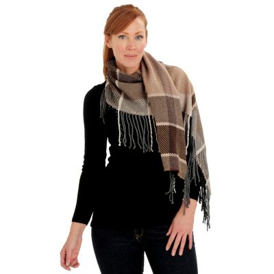 710-066 - Brooks Brothers&reg; Woven Plaid Fringe Detailed Caterpillar Scarf 
