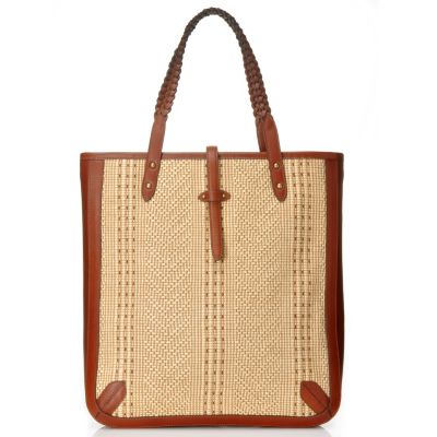 710-099 - Brooks Brothers&reg; Woven Nylon Straw Double Braided Handle Large Tote Bag