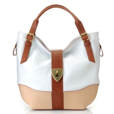 710-106 - Brooks Brothers&reg; Calfskin Leather Double Handle Large Hobo Handbag