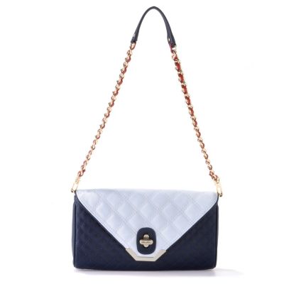710-109 - Brooks Brothers&reg; Quilted Calfskin Leather Clutch Bag w/ Removable Strap
