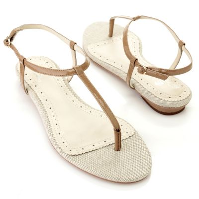 710-116 - Brooks Brothers&reg; Patent Leather Strappy T-Strap Thong Sandals
