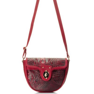 710-127 - Madi Claire ''Heather'' Crocodile Embossed Swing Lock Leather Cross Body Bag