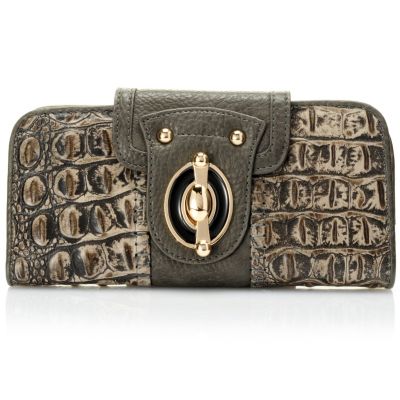 HEATHER CROCO EMBO MATTE LEATHER WALLET