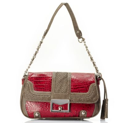 710-132 - Madi Claire ''Sarah'' Crocodile Embossed Leather Shoulder Bag