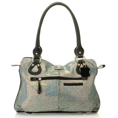 710-259 - Madi Claire ''Wendi'' Snake Printed Zip Top Leather Satchel