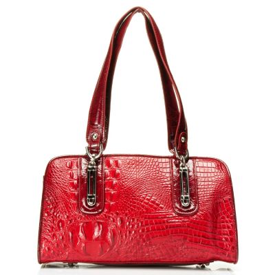 710-272 - Madi Claire Croco Embossed Leather ''Melissa'' Zip Top Satchel