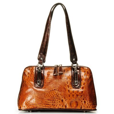 710-274 - Madi Claire Croco Embossed Leather ''Melissa'' Zip Around Dome Satchel