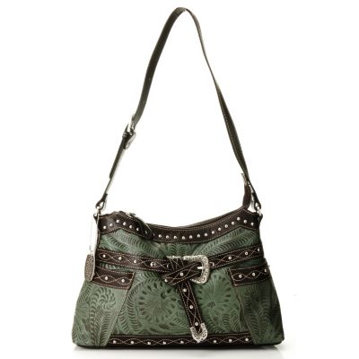710-278 - American West Hand Tooled Leather Belted Shoulder Bag