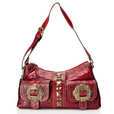American West Zip Top Shoulder Bag with Brass