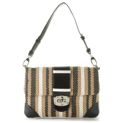 710-326 - Sondra Roberts Woven Turnlock Shoulder Bag