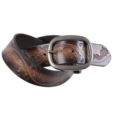 Hailey Jeans Co Womens Topstitched Embossed Leather Belt