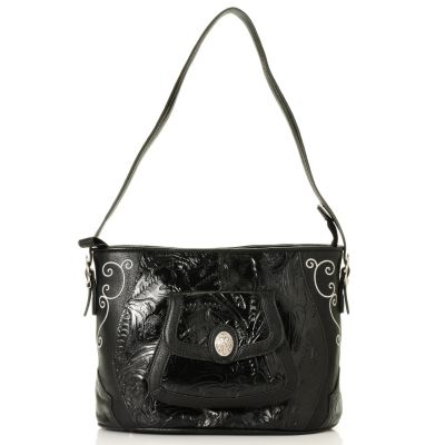 Madi Claire Savannah Tooled Embossed Leather Bucket with Embroidery