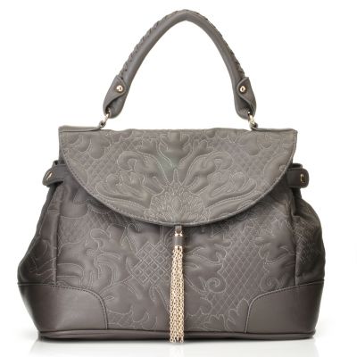 Sondra Roberts Trapunto Stitch w/ Metallic Tassel Satchel