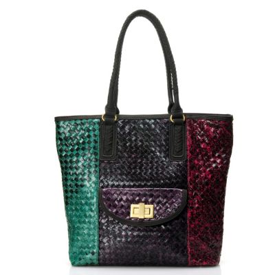 Sondra Roberts Woven Multi Python Tote