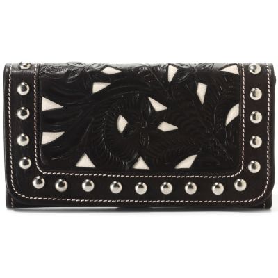 710-554 - American West Stud Detailed Hand-Tooled Leather Wallet
