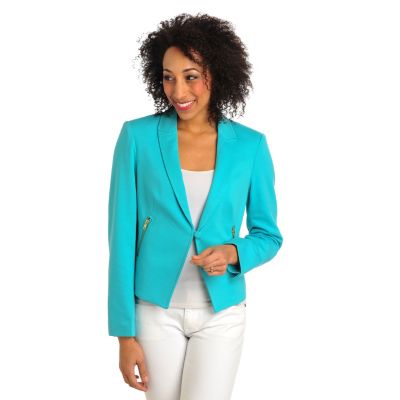 710-572 - WD.NY Stretch Ponte Fully Lined Zippered Pocket Blazer